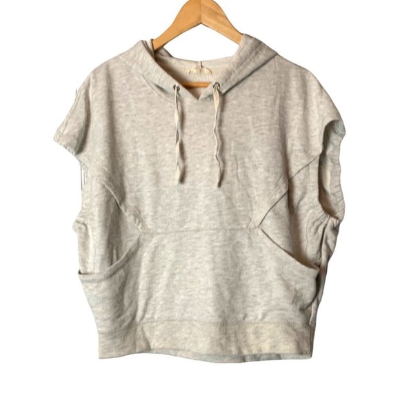 Jane + Delancey Light Gray Oversized Sleeveless 90's Style Hoodie Sweatshirt-Sma - Picture 3 of 13